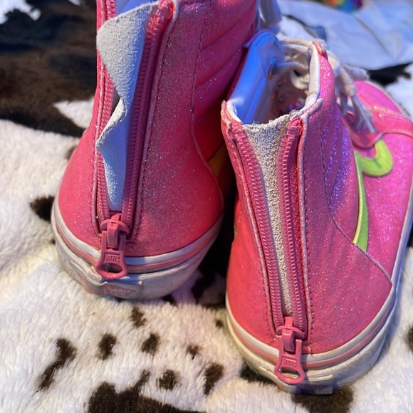 pink and yellow sparkly vans. zip up in the back. never worn - Picture 3 of 3